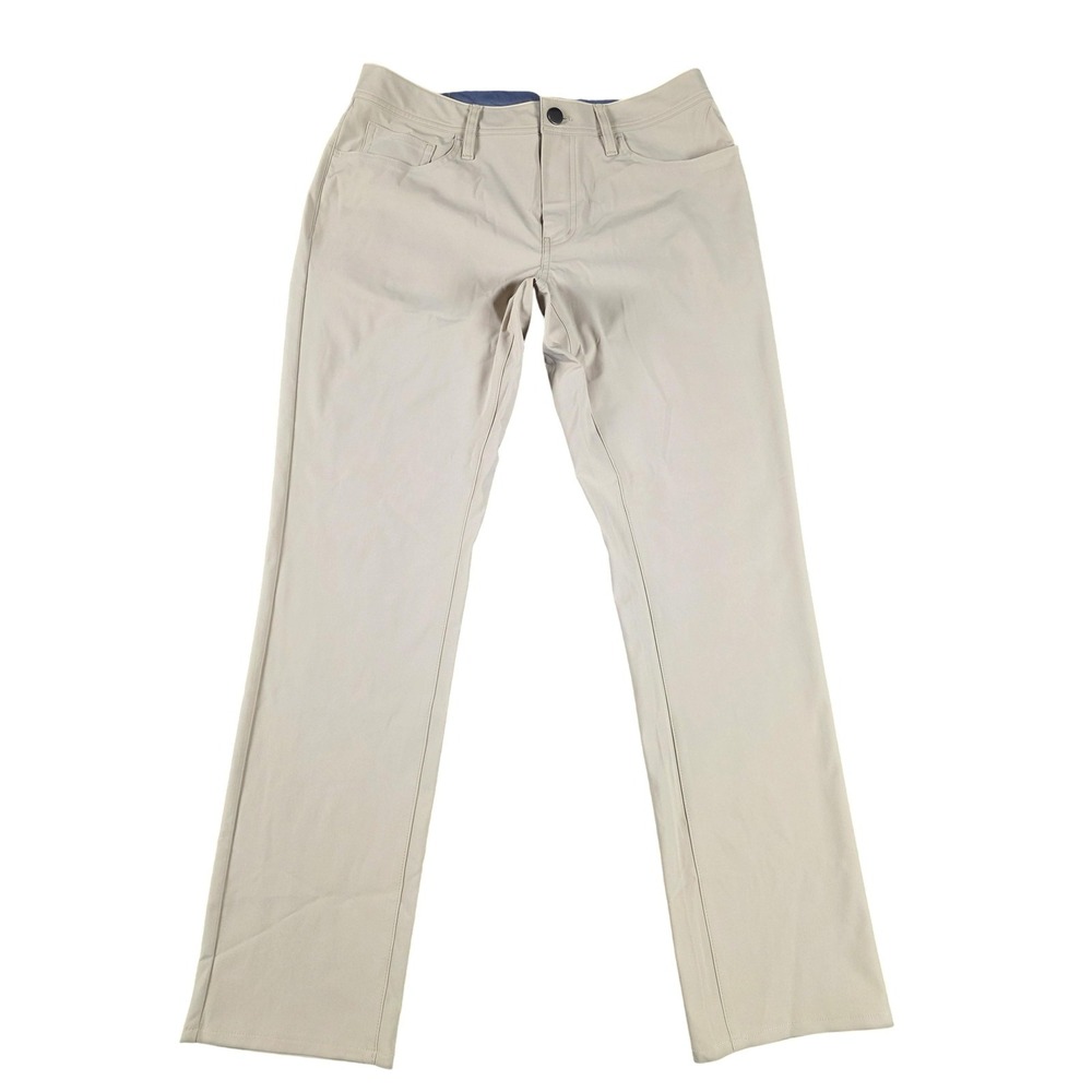 Alton Lane Pants Mens 33 Slim Beige Polyester Stretch Casual Chino Style Dress